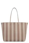 Fendi Pequin Striped And Ff Fabric Roll Large Reversible Shopper In Gray