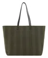 Fendi Striped Cotton Tote Roll Shoulder Bag In Green