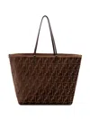 Fendi Roll Large Shopper In Ff Jacquard Velvet Bags In Brown