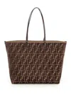 Fendi Roll Large Zucca Velvet Shoulder Bags Brown
