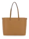Fendi 'roll Medium' Brown Shopper With Flat Handles And Embossed Logo In Leather Woman In Multicolor