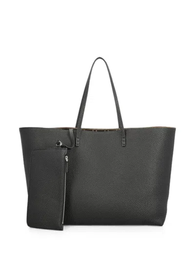 Fendi Roll Medium Leather Tote Bag In Black