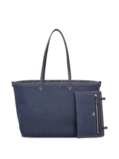Fendi Roll Medium Tote Bag In Blue