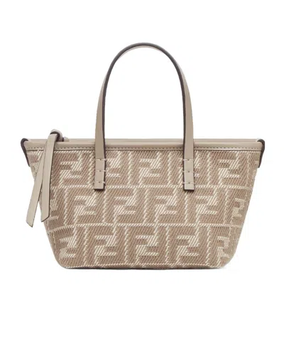 Fendi Roll Mini Effect Ff Jacquard Mini-bag In Grey