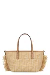 Fendi Mini Roll Ff Jacquard Fringed Tote Bag In Metallic