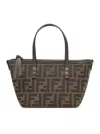 Fendi Roll Mini In Jaquard Ff Brown