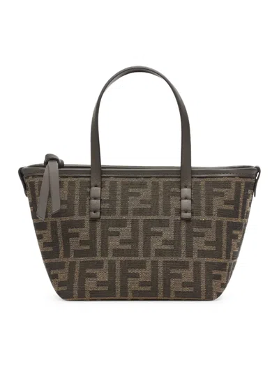Fendi Roll Mini In Jaquard Ff Brown