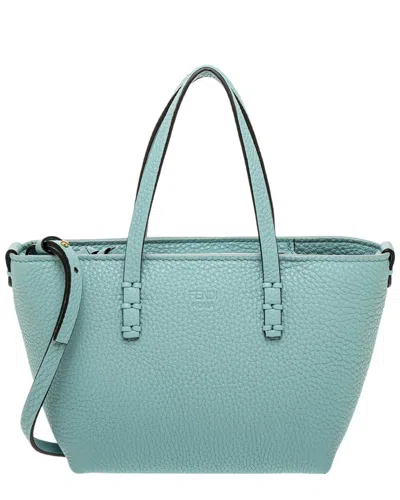 Fendi Roll Mini Leather Tote In Blue