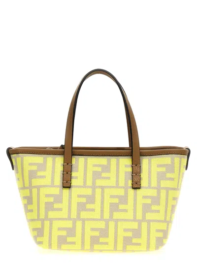 トートバッグ Fendi Roll Mini Tote Bag In Ff Jacquard And Raffia Fendi Fendi Roll FF Jacquard Mini Tote Bag - Tote Bags