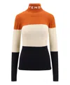Fendi Logo-intarsia Colour-block Jumper In Multicolor