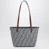 Fendi Roll Small Shopper Reversible Bag In Blue Denim-effect Ff Jacquard Women In Purple
