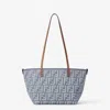 Fendi Denim Roll Reversible Small Tote In Blue