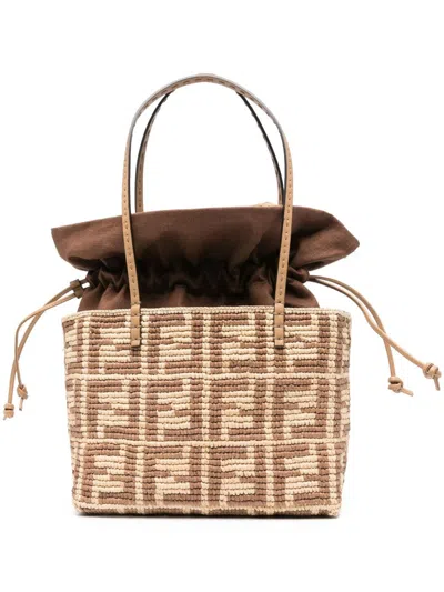 Fendi Roll Small Straw Tote
