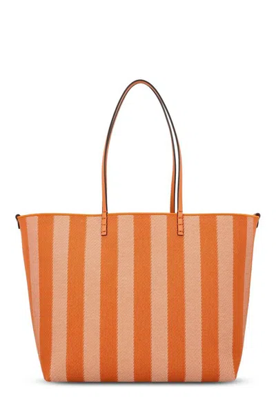 Fendi Roll Striped Large Reversible Tote Bag In Orange