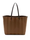 Fendi Borsa Shopping Roll Large Motivo Pequin E Ff In Brown