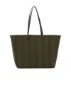 Fendi Striped Cotton Tote Roll Shoulder Bag In Green