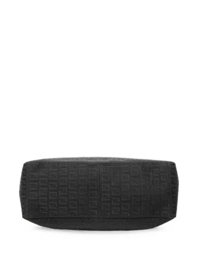 Pre-owned Fendi Roll Zucca Tote Bag In Black