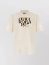 Fendi Off White Crewneck Printed T-shirt In Neutral