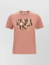 Fendi Pink Cotton T-shirt With Logo Print Women In Neutral
