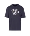 Fendi T-shirt Dark Blue Cotton T-shirt In Black