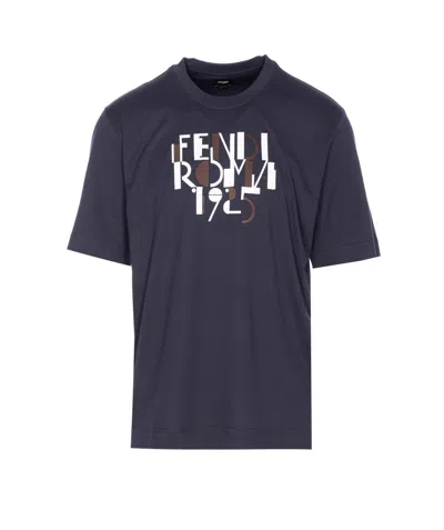 Fendi Roma 1925 Print T-shirt In Blue
