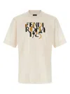 Fendi Off White Crewneck Printed T-shirt In Neutral