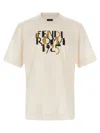 Fendi Off White Crewneck Printed T-shirt In Neutral