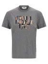 Fendi Logo-print Cotton T-shirt In Gray