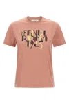 Fendi Pink Cotton T-shirt With Logo Print Women In Pink