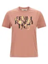 Fendi Pink Cotton T-shirt With Logo Print Women In Pink