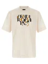 Fendi Off White Crewneck Printed T-shirt In Neutral