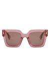 Fendi Roma Pink Square Acetate Sunglasses In Shiny Pink/bordeaux
