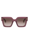 Fendi Roma 50mm Square Sunglasses In Shiny Violet/gradient Brown