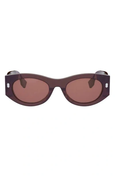 Fendi ' Roma 52mm Oval Sunglasses In Blue