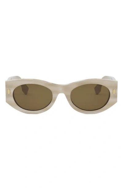 Fendi ' Roma 52mm Oval Sunglasses In Brown