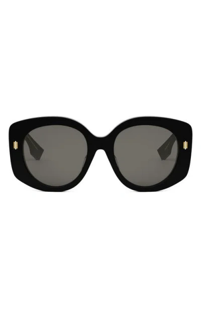 Fendi ' Roma 62mm Overize Round Sunglasses In Black