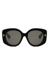 Fendi Roma 62mm Overize Round Sunglasses In Black