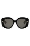 Fendi Womens Black Fe40137i Roma Round-frame Acetate Sunglasses In Black