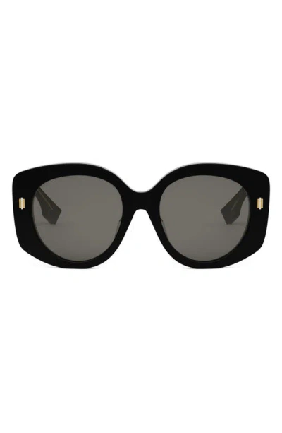 Fendi Roma 62mm Overize Round Sunglasses In Black Dark Grey