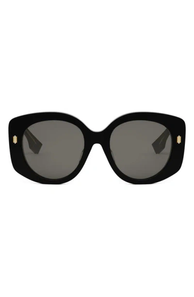 Fendi Round Frame Sunglasses Sunglasses In Black Dark Grey