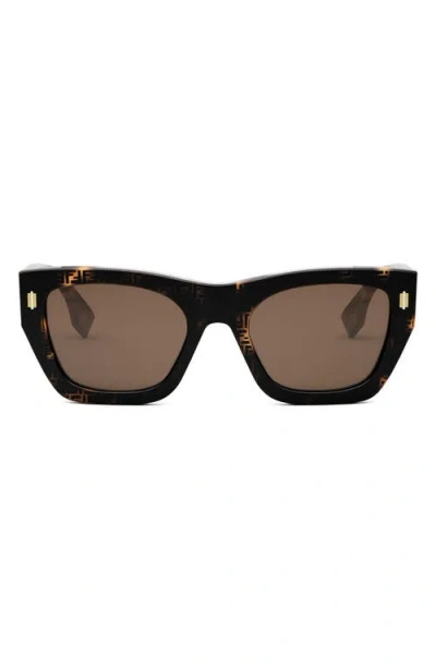 Fendi ' Roma 63mm Rectangular Sunglasses In Brown