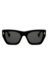 Fendi Roma Rectangular Sunglasses In Shiny Black/gold