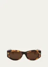 Fendi Roma Oval Acetate Sunglasses In Blndhav/brn