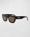 Fendi Roma Acetate Rectangle Sunglasses In Brown