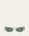 Fendi Roma Acetate Shield Sunglasses In Green