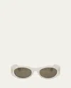 Fendi Roma Acetate Shield Sunglasses In White