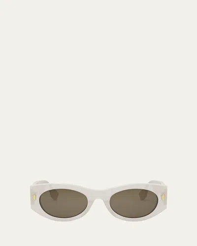 Fendi Roma Acetate Shield Sunglasses In White