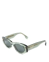 Fendi Roma Acetate Shield Sunglasses In Green/green Solid