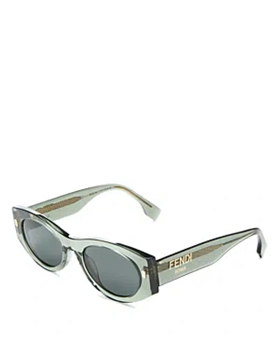 Fendi Roma Cat Eye Sunglasses, 52mm In Green/green Solid