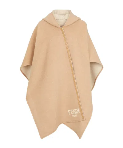 FENDI FENDI LOGO EMBROIDERED CAPE JACKET